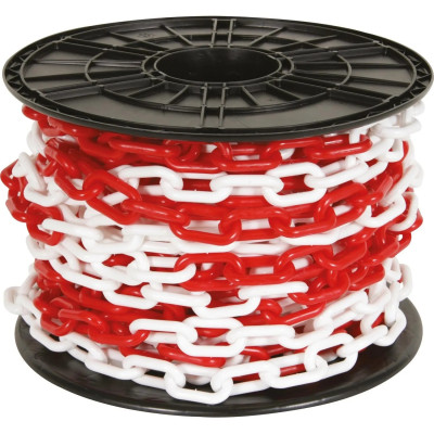Ланцюг пластиковий огороджувальний біло-червоний 8 мм